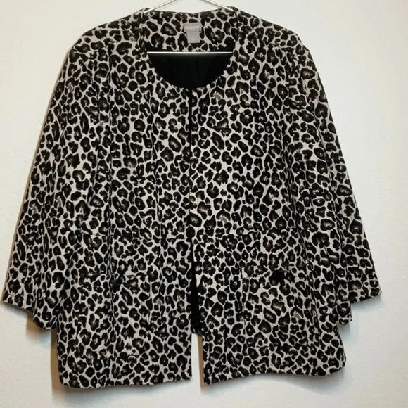 Chico's Jackets & Blazers - Chico’s Leopard Print Jacket 3/4 Sleeves Open Front Chico’s Size: 4  20-22W